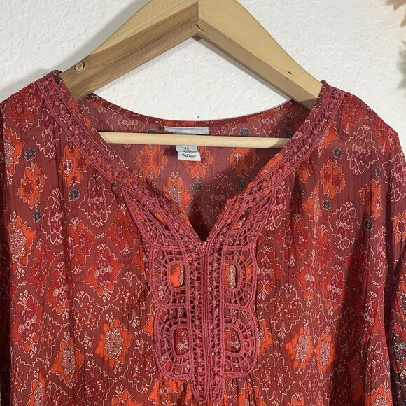 Catherine’s Embroidered Short Sleeve Vneck Boho Blouse Plus Size 3X Women’s - Picture 4 of 10